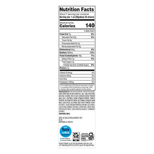 Cheddar Veggie Straws, 7 oz
