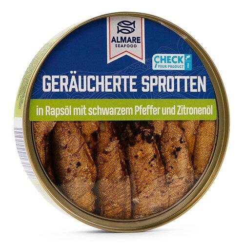 ALMARE SEAFOOD Geräucherte Sprotten, Pfeffer und Zitrone