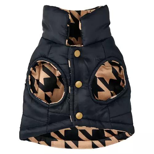 Pet Reversible Luxury Puffer Coat - Herringbone Print, XS