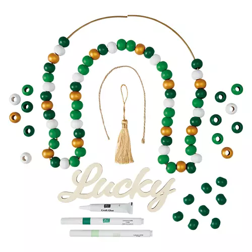 Create Your Own St Patrick's Day Wooden Bead Wreath - Horseshoe