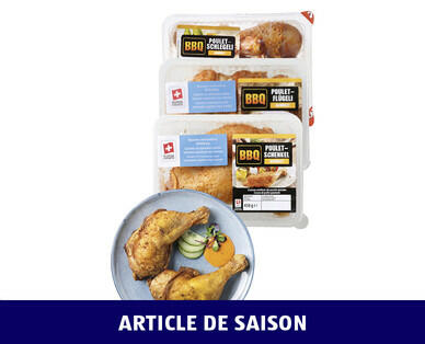 BBQ
AILES/CUISSES/HAUTS DE CUISSES DE POULET ÉPICÉS