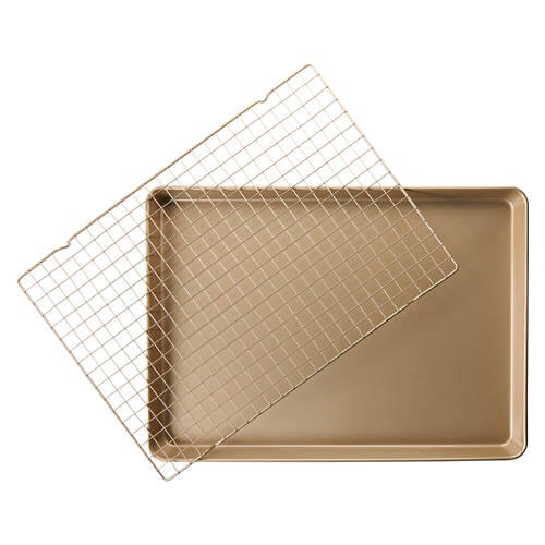 Large Cookie Sheet with Cooling Rack, Gold