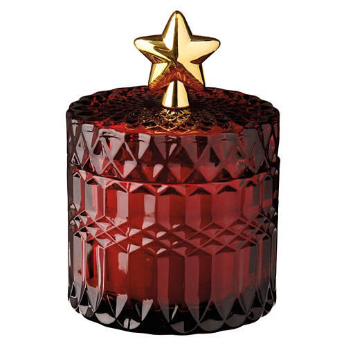 Holiday Glass Jar with Figurine Candle - Berry Cake, Red