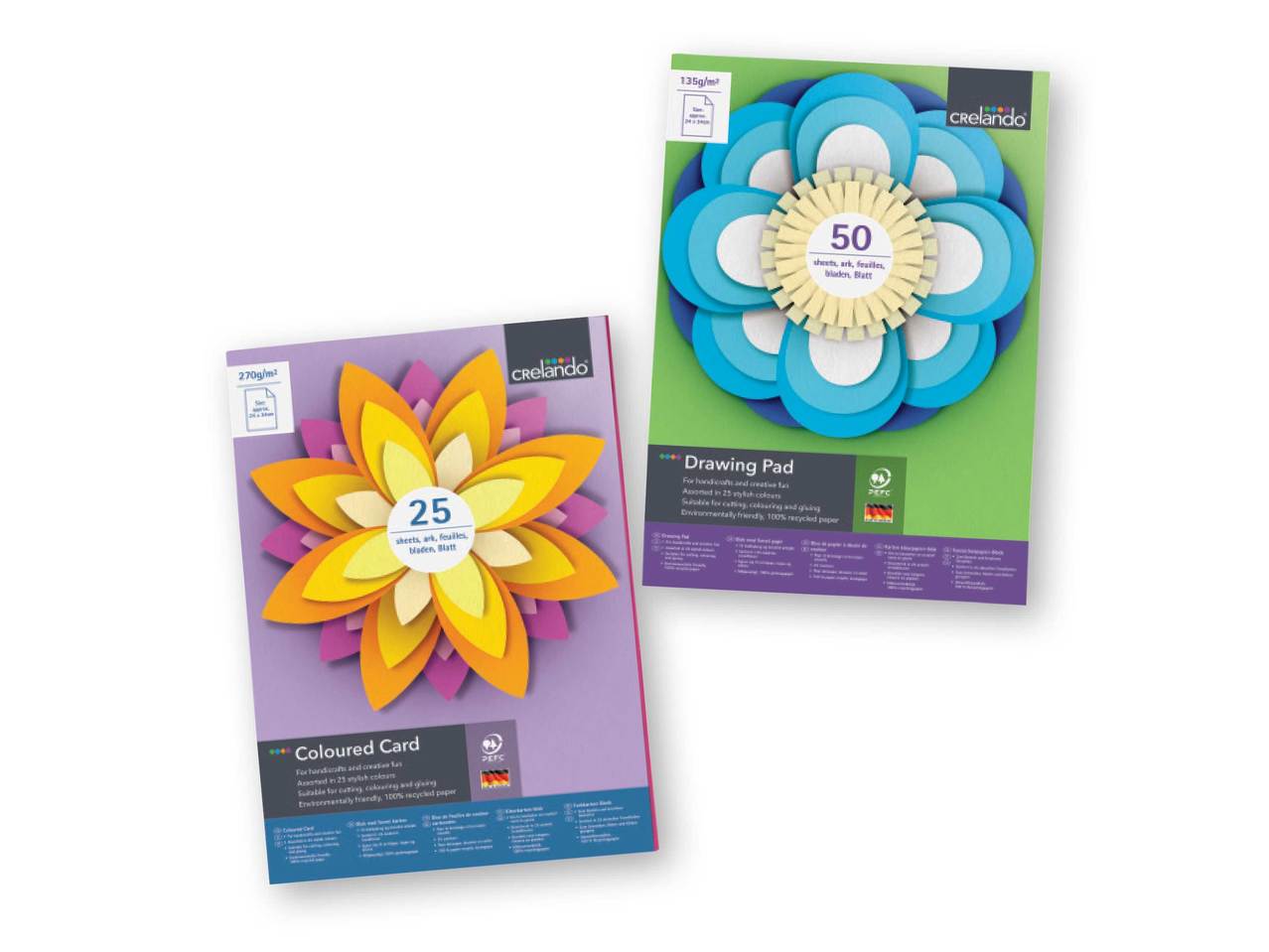 CRELANDO Coloured Card/ Drawing Pad