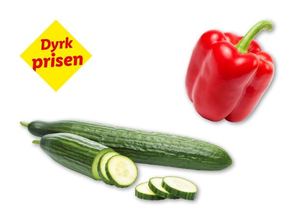 Agurk eller rød peberfrugt