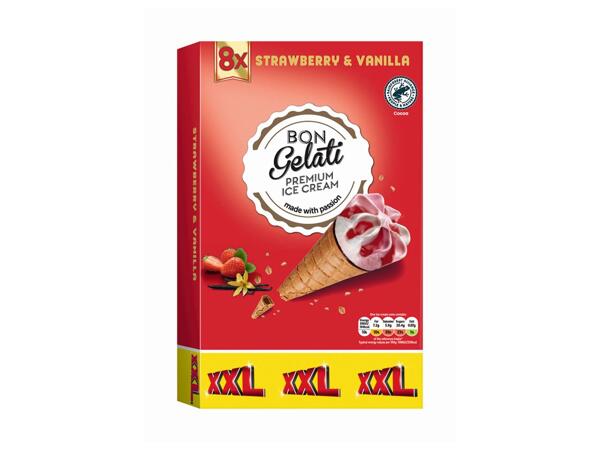 Bon Gelati XXL Strawberry & Vanilla Ice Cream Cones