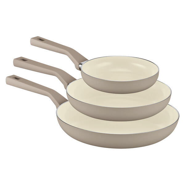 Crofton Brown Ceramic Frying Pans - 3pk