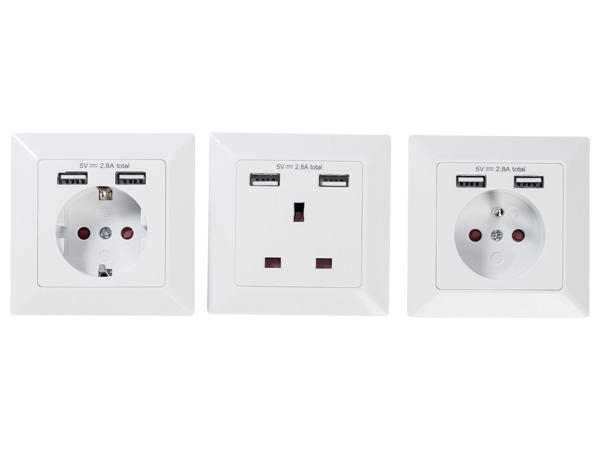POWERFIX(R) Stikkontakt med 2 USB-udgange