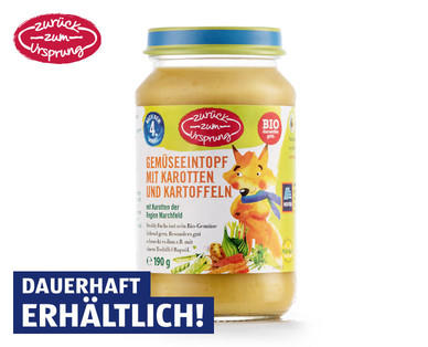 ZURÜCK ZUM URSPRUNG Bio-Menü Gemüseeintopf mit Karotten und Kartoffeln