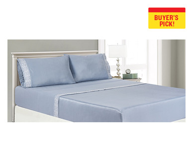 Huntington Home Queen or King Embroidered Microfiber Sheet Set