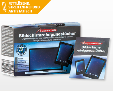 SUPRAWISH(R) Bildschirmreinigungstücher