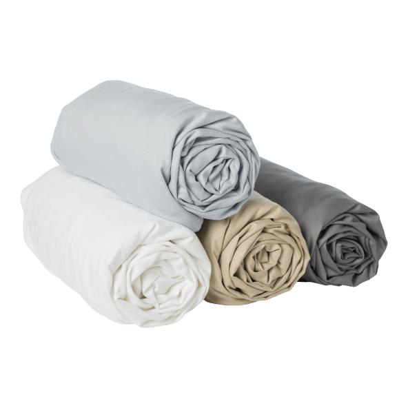 Spannbetttuch aus luxuriösem Baumwollsatin, 2 Pers.