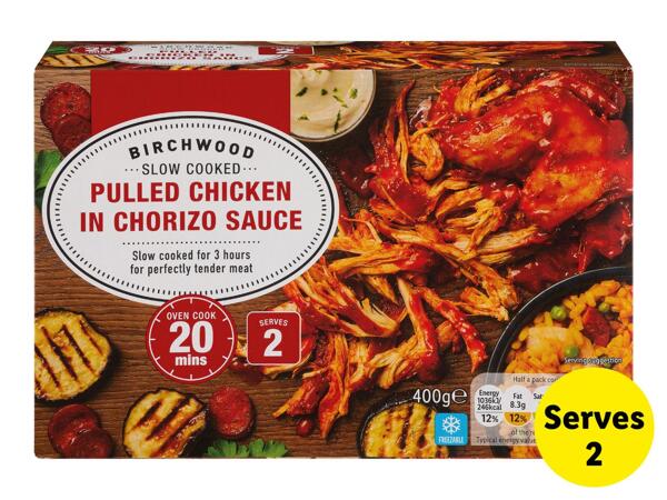 Slow Cooked Pulled Chicken in Chorizo Sauce