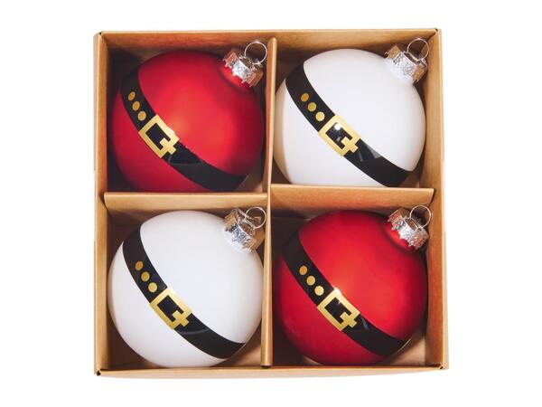 Glass christmas baubles, 4 pieces