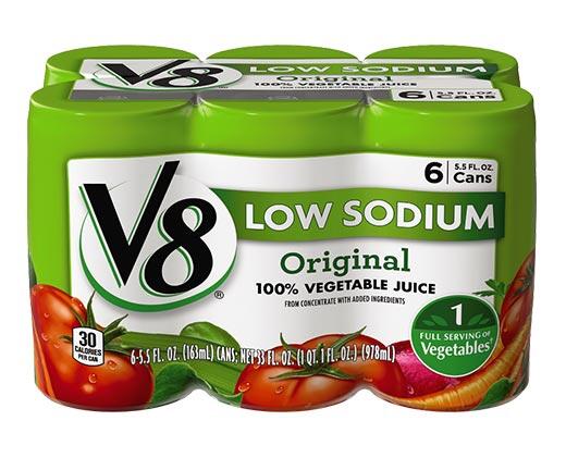 V8 
 100% Juice 6-Pack Regular or Low Sodium