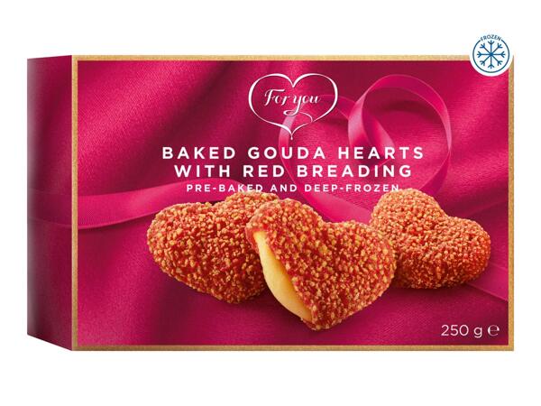 For You Baked Gouda Hearts With Red Breading