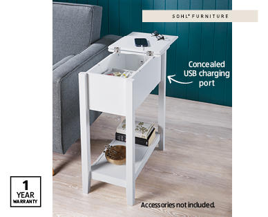 Side Table with USB Charger
