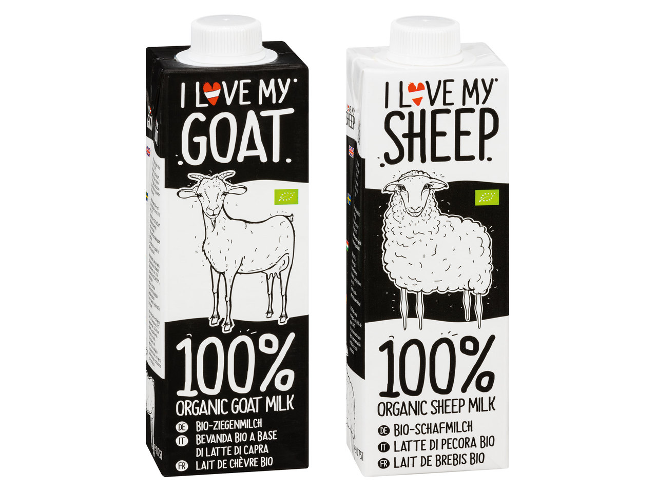 I LOVE MY SHEEP/I LOVE MY GOAT Haltbare Bio-Schafmilch oder Bio-Ziegenmilch