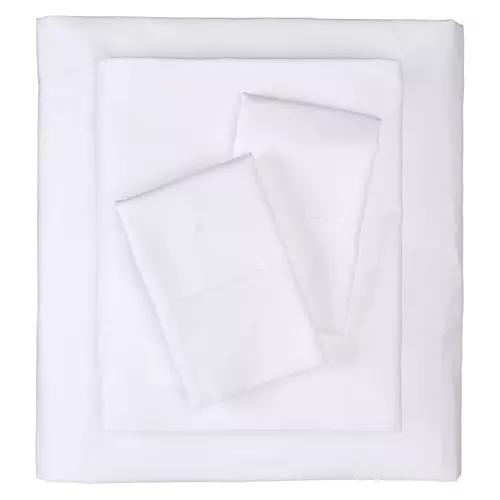 King Size 300 Thread Count Cotton Percale Sheet Set, White