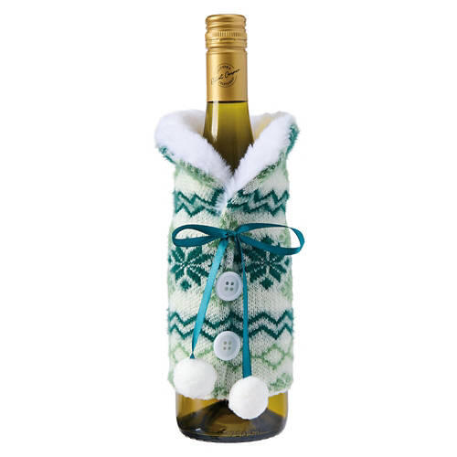 Ugly Sweater Wine Bottle Cover - Fur Green