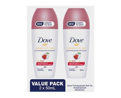 Dove Antiperspirant Roll-On Deodorant for Men or Women 2 x 50ml
