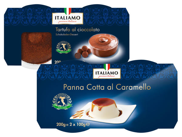 ITALIAMO Panna Cotta al Caramello oder Tartufo al cioccolato/cappuccino