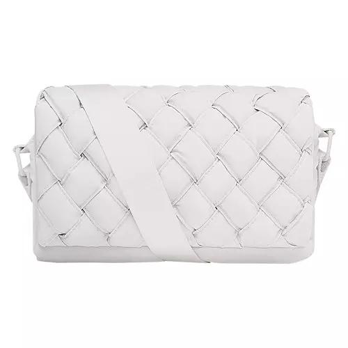 Quilted Woven Crossbody Bag, White
