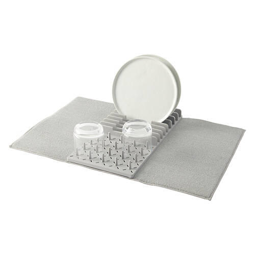 Dish Drying Mat with Rack, Gray