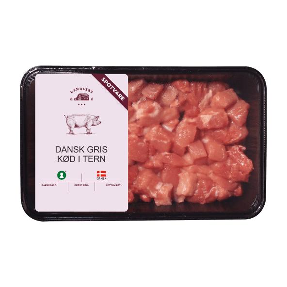 Kød i tern af dansk gris
