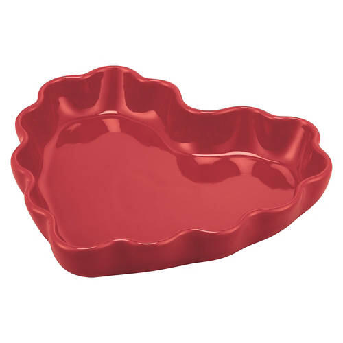 Valentine's Day Scalloped Ceramic Bakeware - Pie Dish, Red