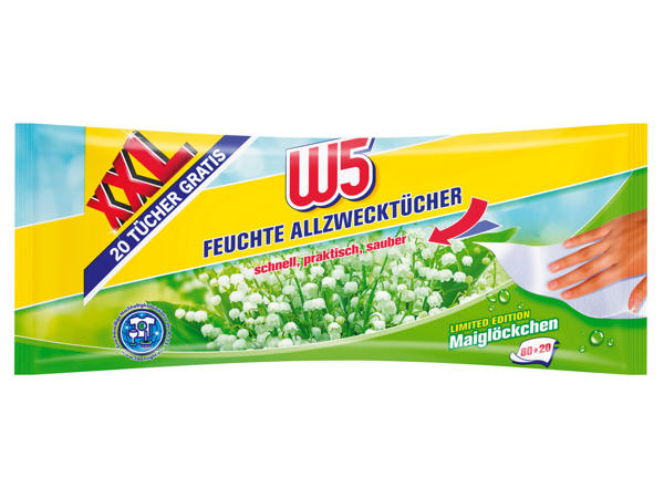 W5 Feuchte Allzwecktücher 80 + 20 Tücher gratis