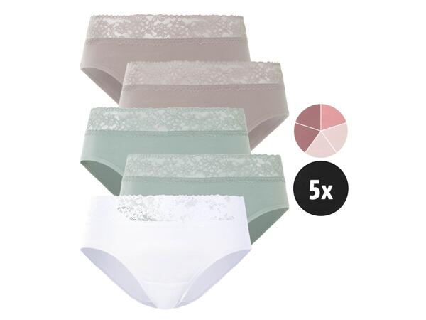 Ladies' lace trim hipster briefs, 5 pieces