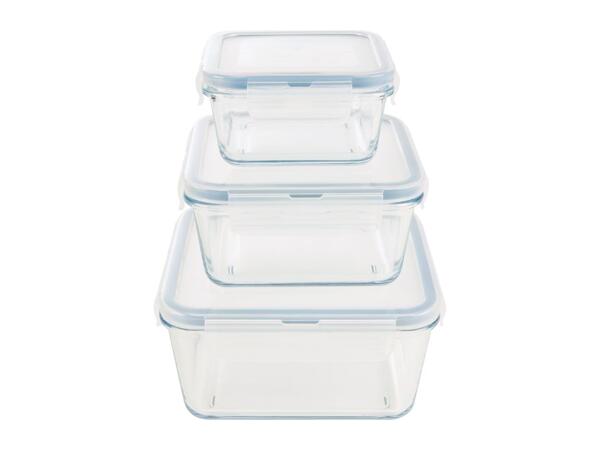 Livarno Home Square Glass Food Storage Containers - 3 Piece Set