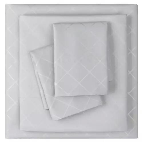 Queen Size Diamond Embossed Microfiber Sheet Set, Gray