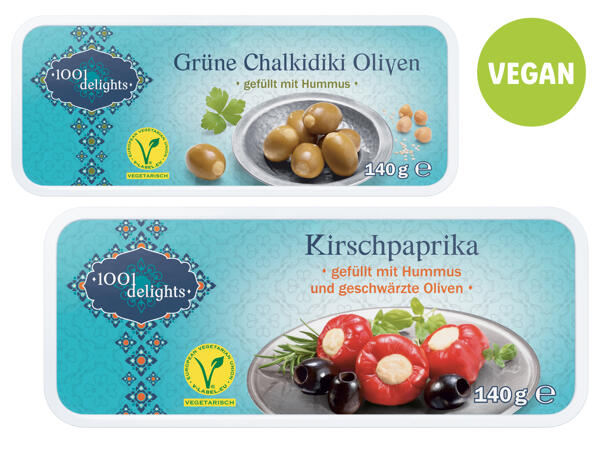 Gemüse gefüllt mit Hummus