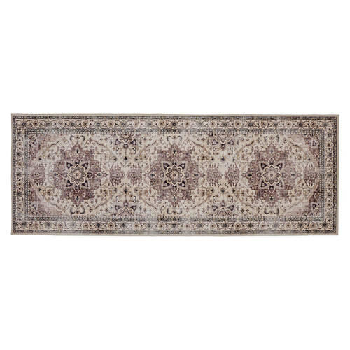 2' x 6' Crystal Print Runner - Brown Traditional
