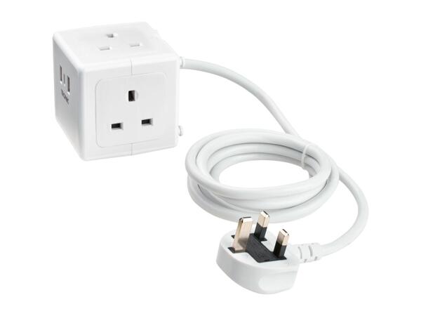 Tronic Socket Cube With USB Ports - White