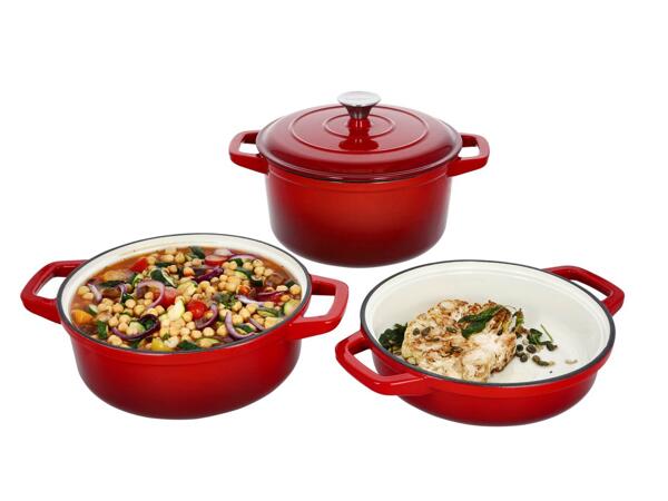 Cast iron casserole dish set, 3 pieces