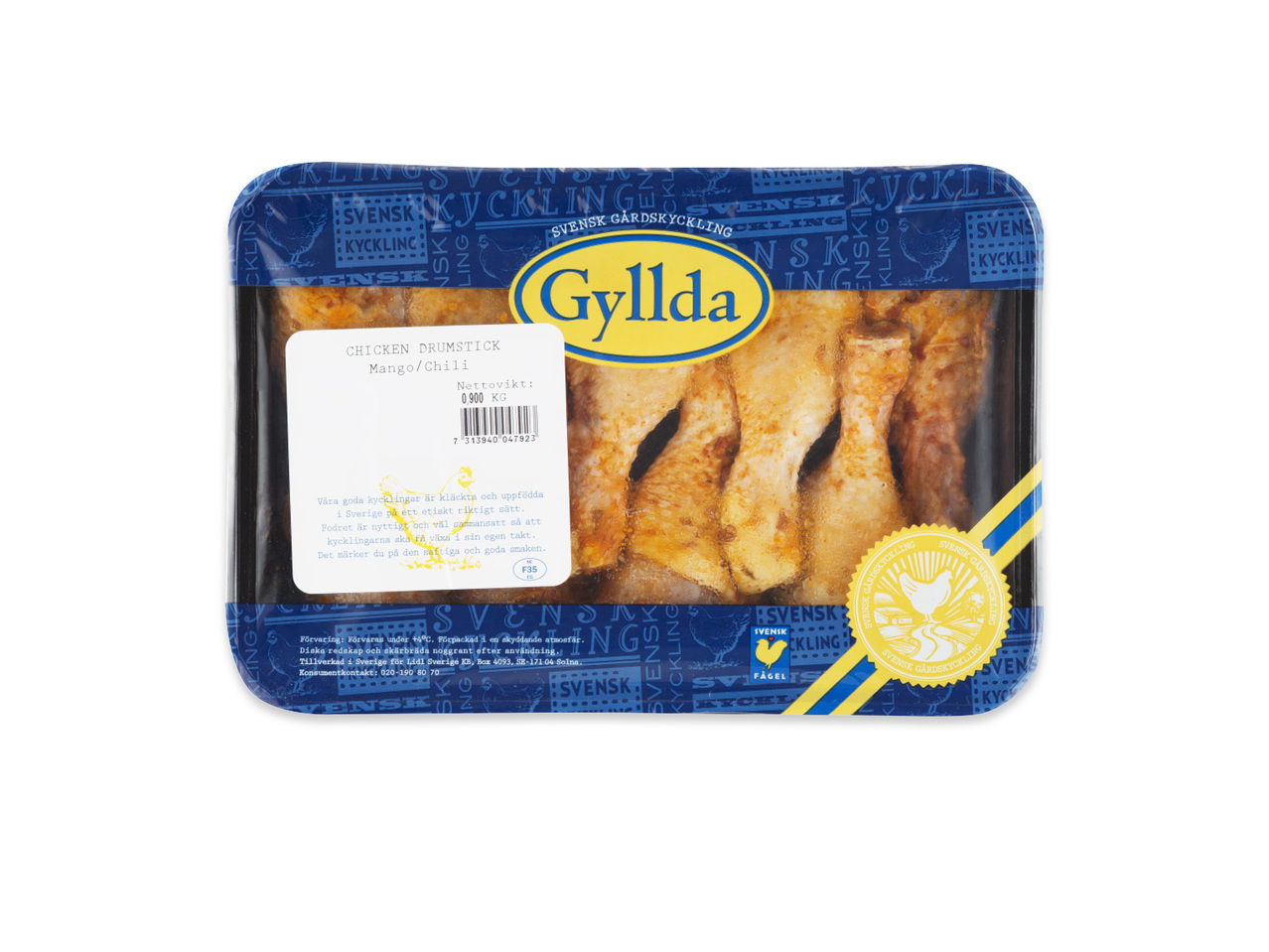 Kycklingben, mango- och chilimarinerade