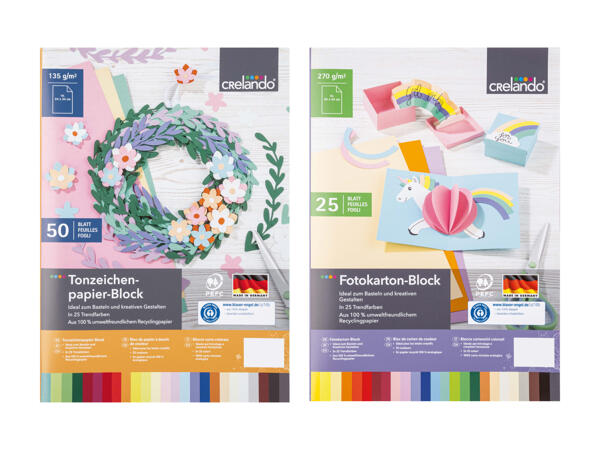 Maxi-bloc de feuilles cartonnées de couleur/maxi-bloc de papier à dessin de couleur