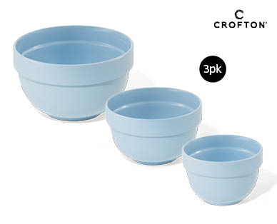A Glazed Stoneware Mixing Bowl Set 3pc