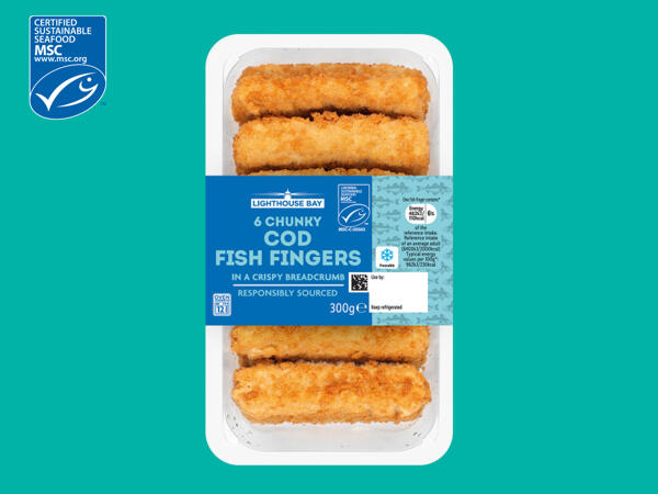 Lighthouse Bay 6 Chunky Cod Fish Fingers - Lidl - Great Britain ...