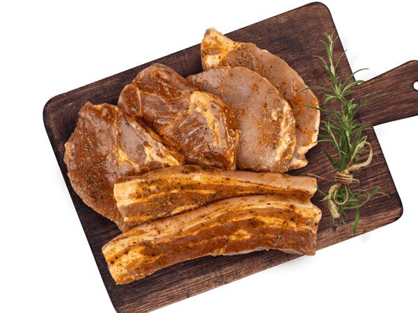 Frische Karree-, Schopfsteaks oder Bauch mariniert