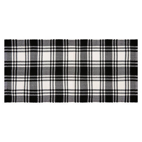 27" x 56" Handwoven Layering Rug - Buffalo Check Black