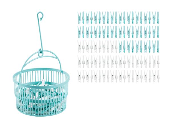 Pinces à linge, set de 100/corbeille télescopique avec 50 pinces à linge