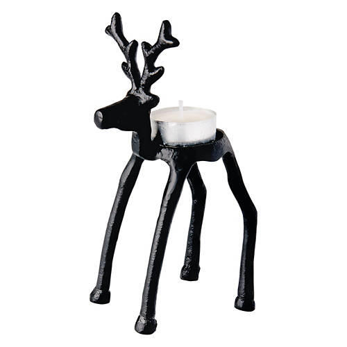 Reindeer Tealight Holder - Black Reindeer with Head Up
