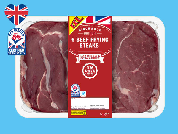 Birchwood 6 British Beef 28 Day Matured Frying Steaks Lidl Great Britain Specials Archive