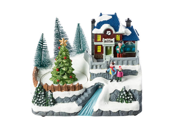 Animated Christmas Scene with LEDs and Music
