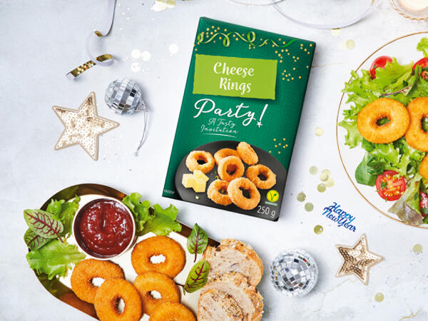 Battered Cheese Rings with a Dip