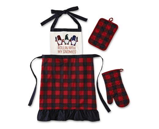 Merry Moments 
 3-Piece Apron, Oven Mitt and Potholder Set
